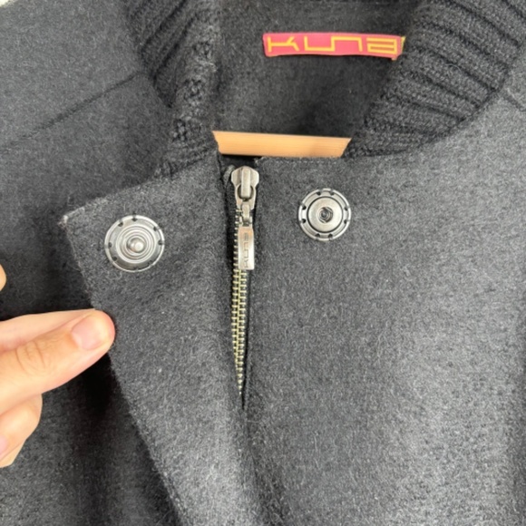 Kuna Alpaca Wool Dress Coat XL Charcoal Grey Pockets Classic Minimalist Fall - Picture 3 of 11